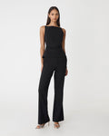 Hannah Stretch Bootleg Pants in black — full-length view