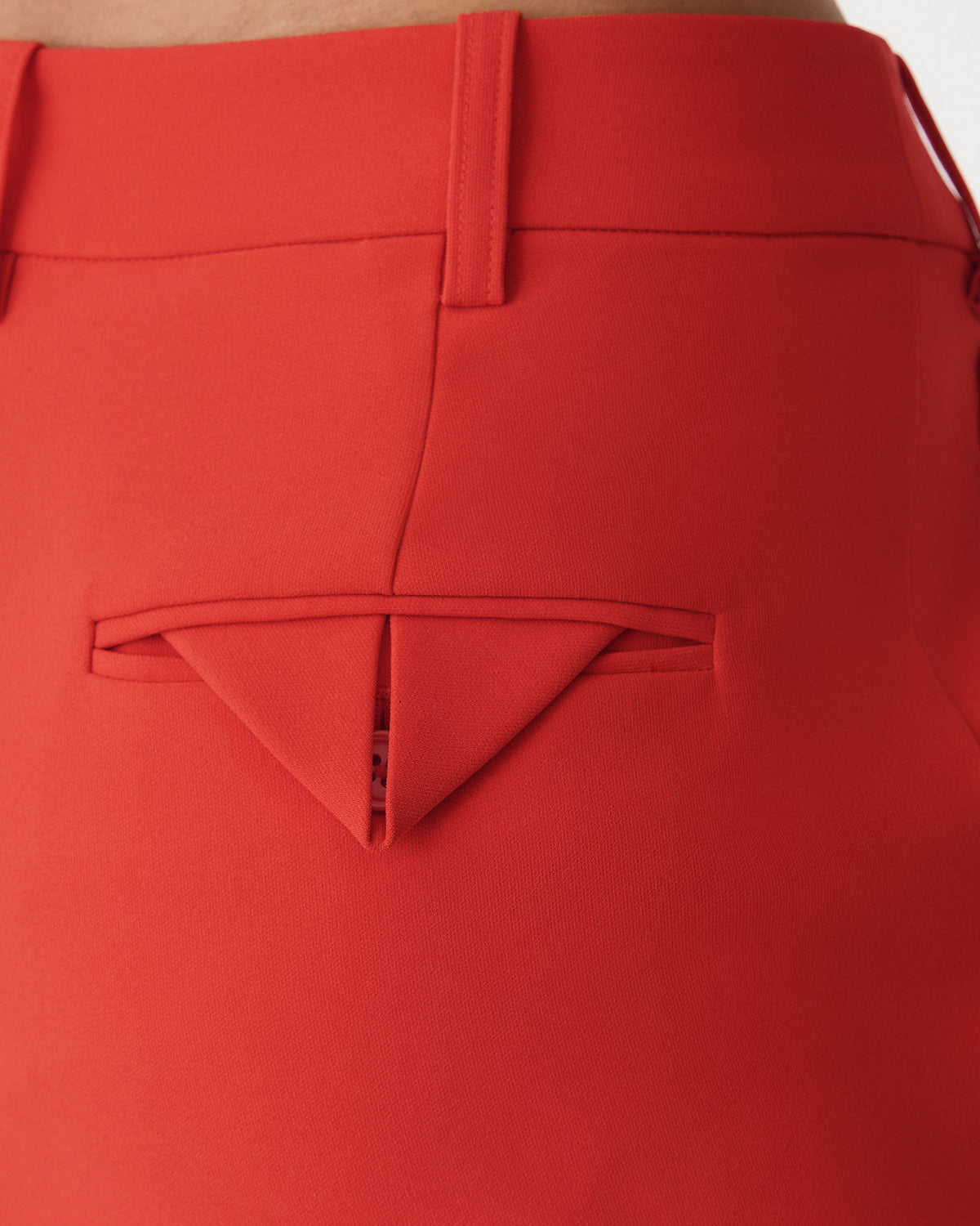 Hannah Stretch Bootleg Pants in vermilion — fabric detail