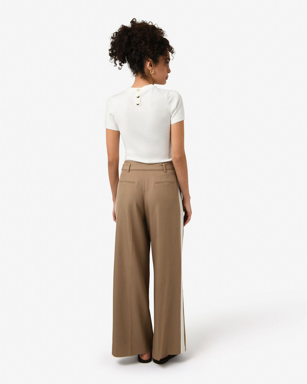 Rowan Belted Contrast Pants in camel — back view