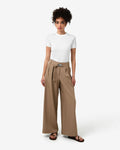 Rowan Belted Contrast Pants in camel — full-length view