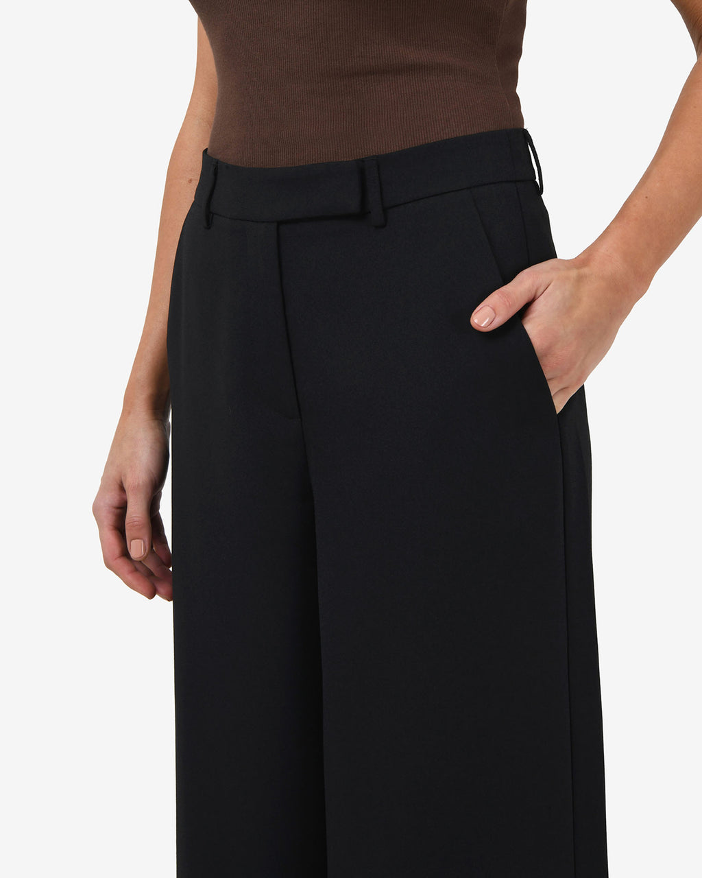Jemima Wide Leg Pants in black — fabric detail
