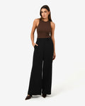 Jemima Wide Leg Pants in black — full-length view