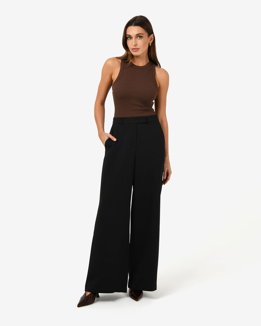 Jemima Wide Leg Pants in black — full-length view