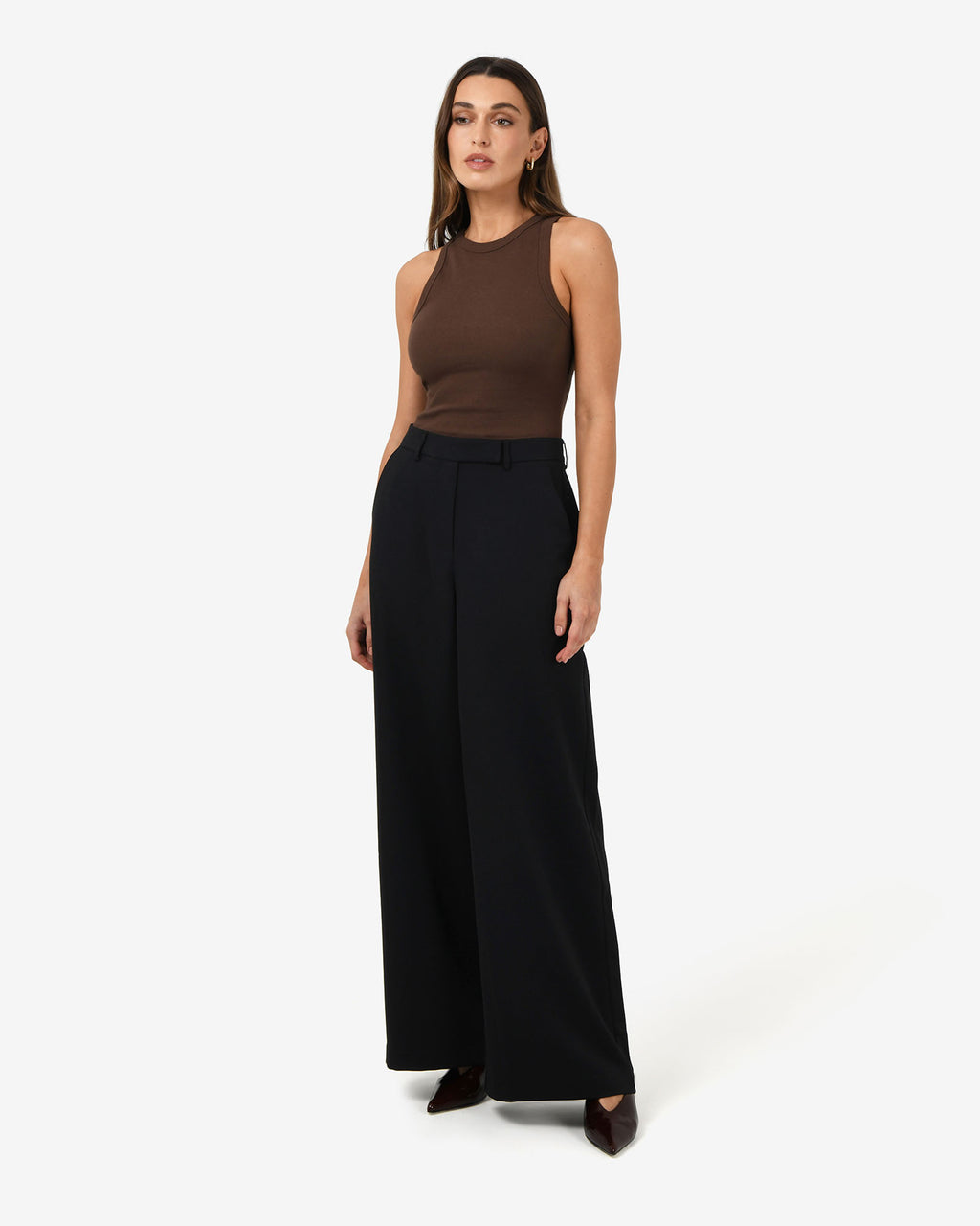 Jemima Wide Leg Pants in black — full-length view 2