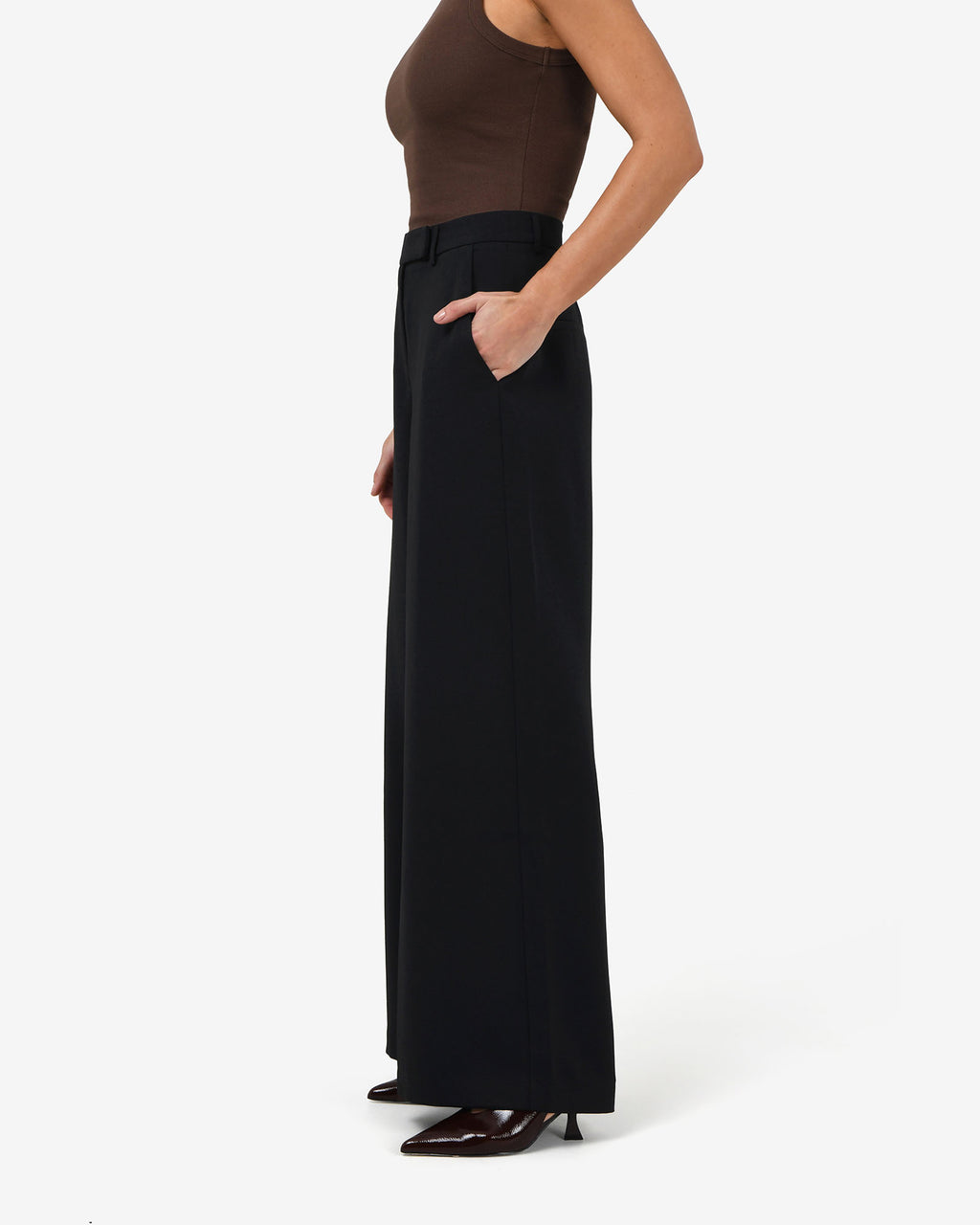 Jemima Wide Leg Pants in black — side view