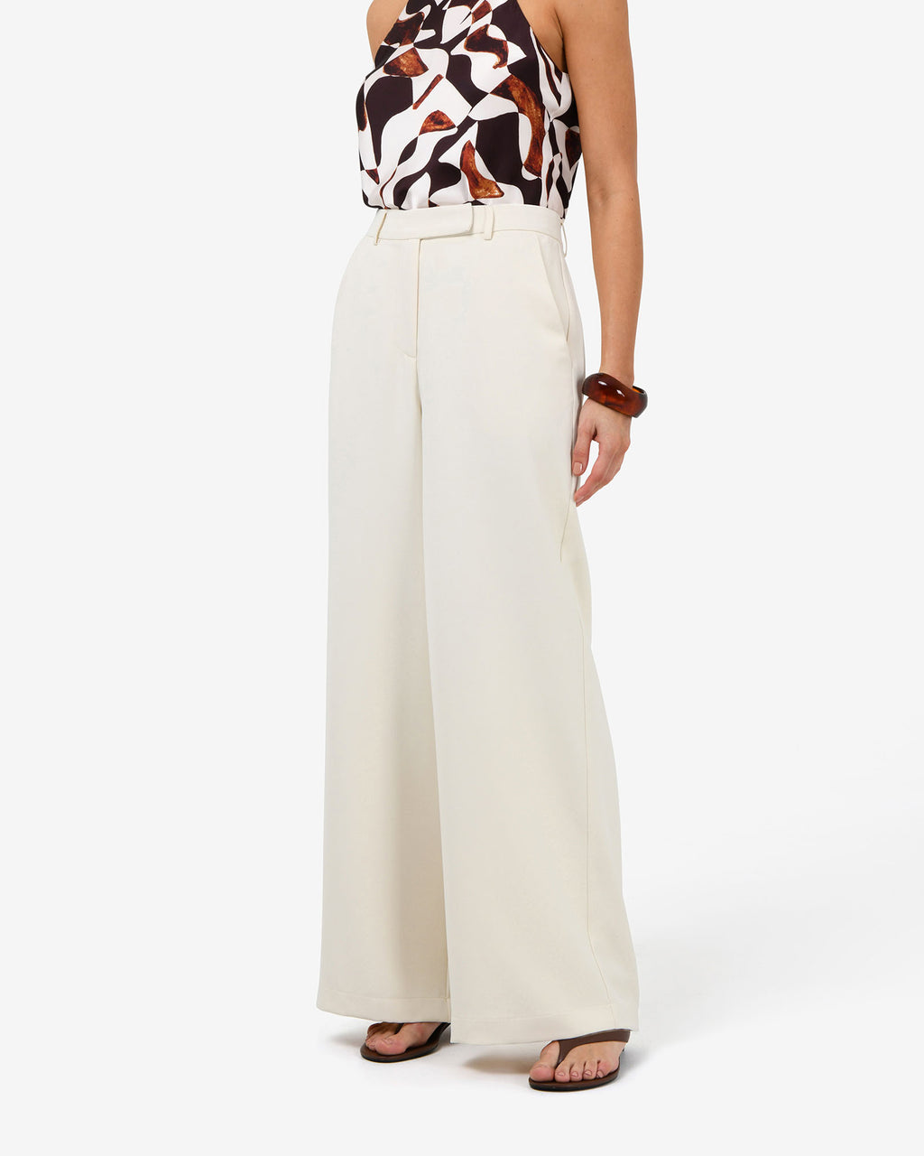 Jemima Wide Leg Pants in bone — close-up view