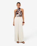 Jemima Wide Leg Pants in bone — full-length view