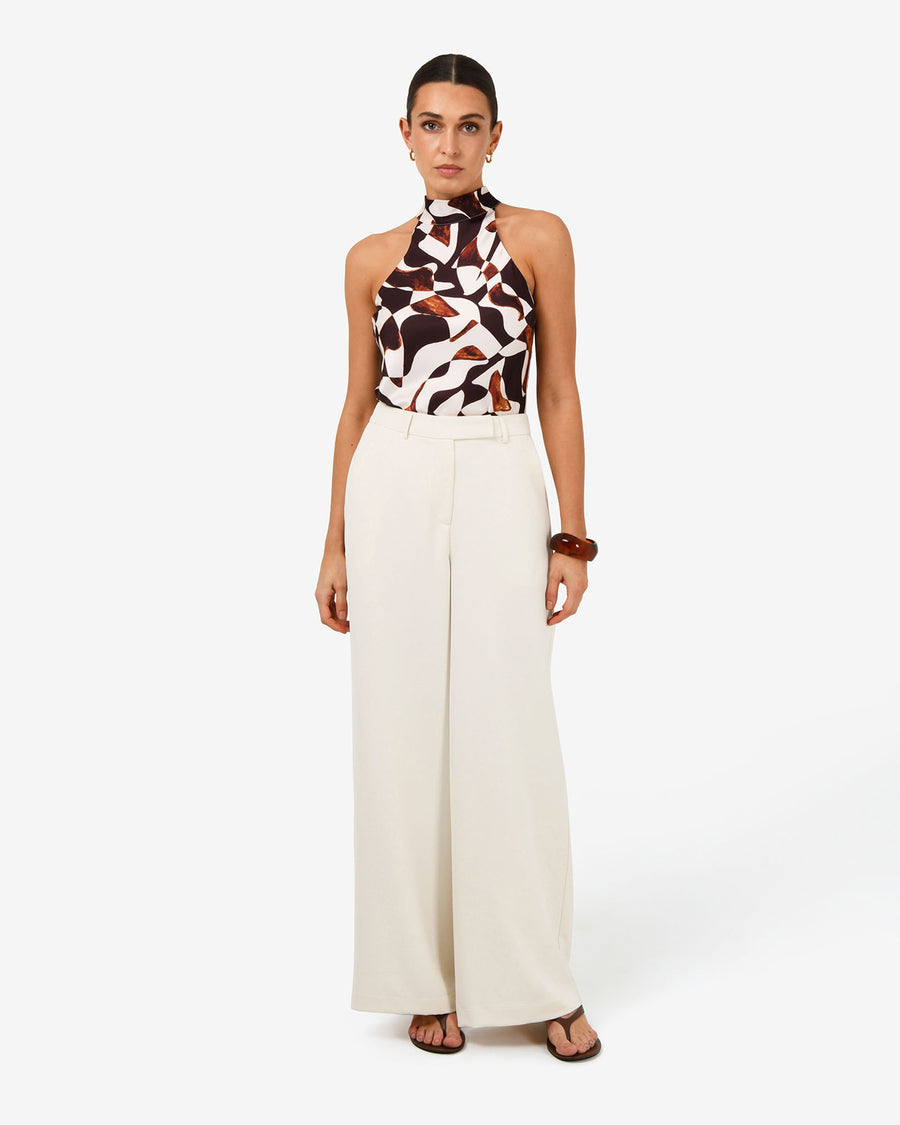 Jemima Wide Leg Pants in bone — full-length view