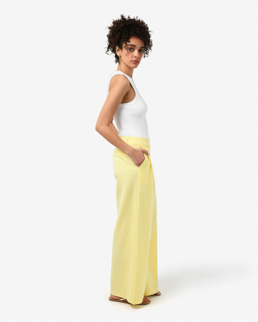 Amera 2 Wide Leg Tailored Pants in banana — side view