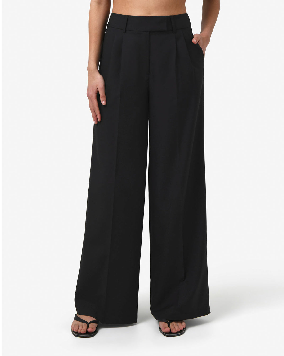 Amera 2 Wide Leg Tailored Pants in black — close-up view 2