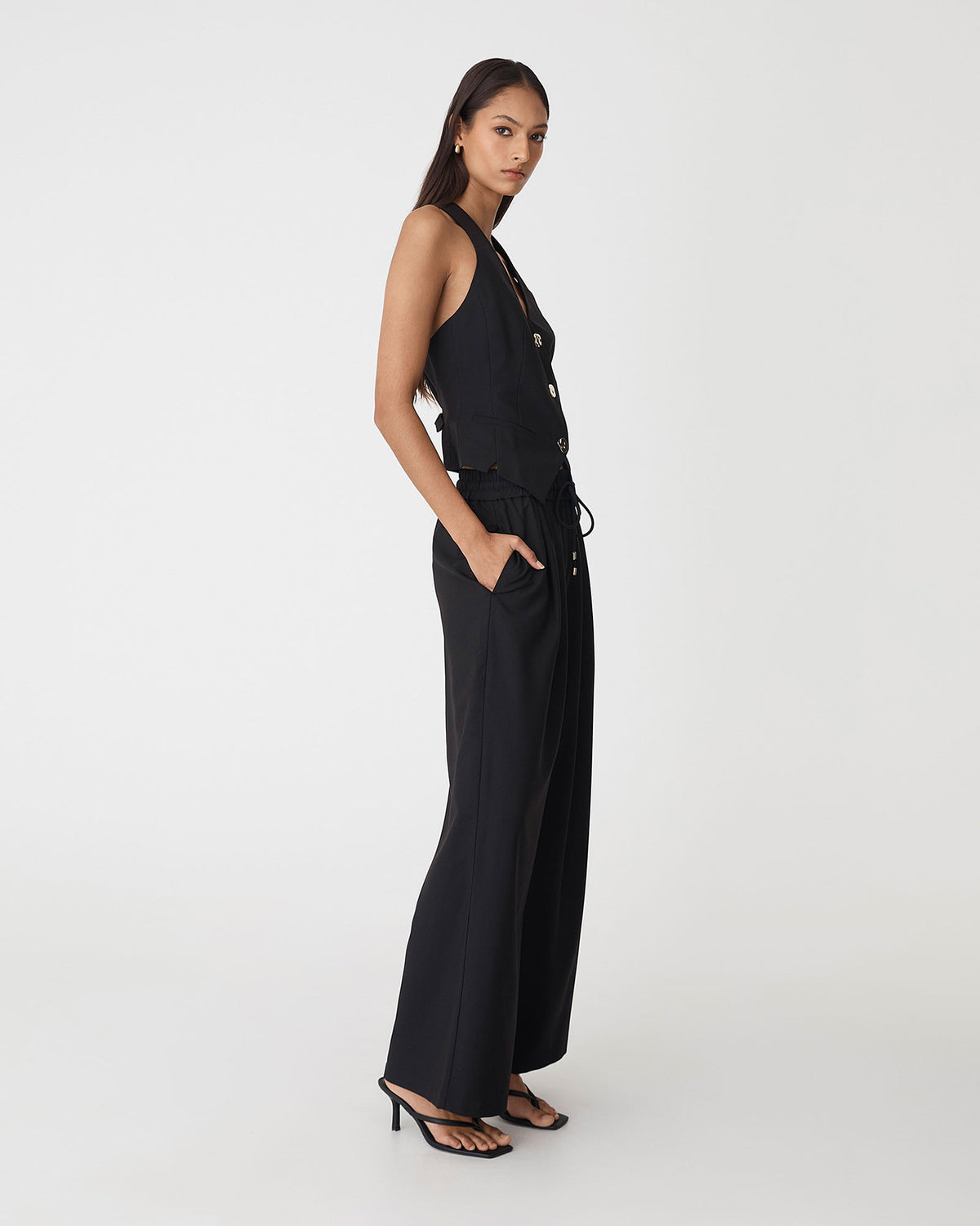 Amera Elastic Waist Pants in black — view 3