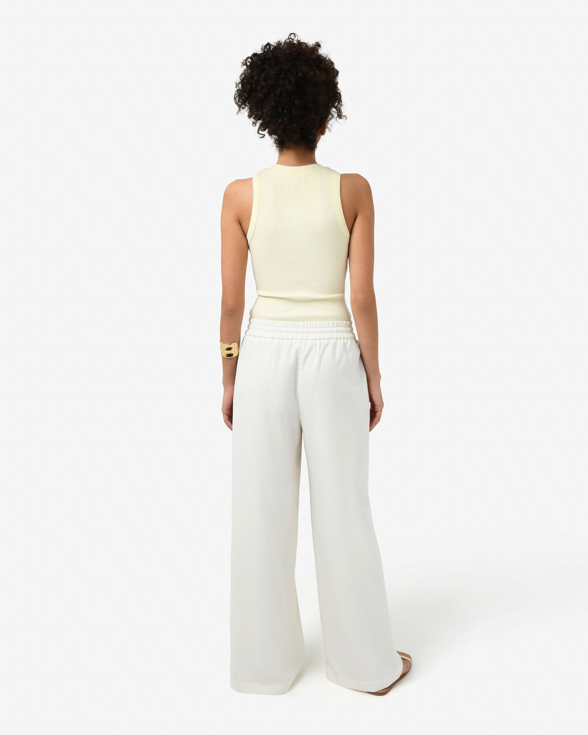 Amera Elastic Waist Pants in tofu — back view