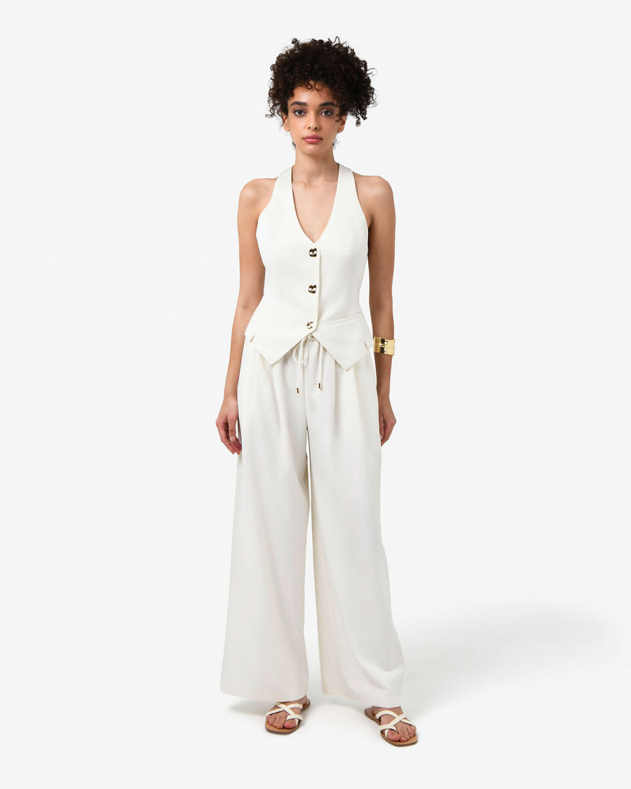 Amera Elastic Waist Pants in tofu — full-length view