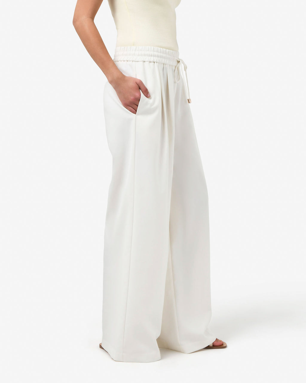 Amera Elastic Waist Pants in tofu — side view