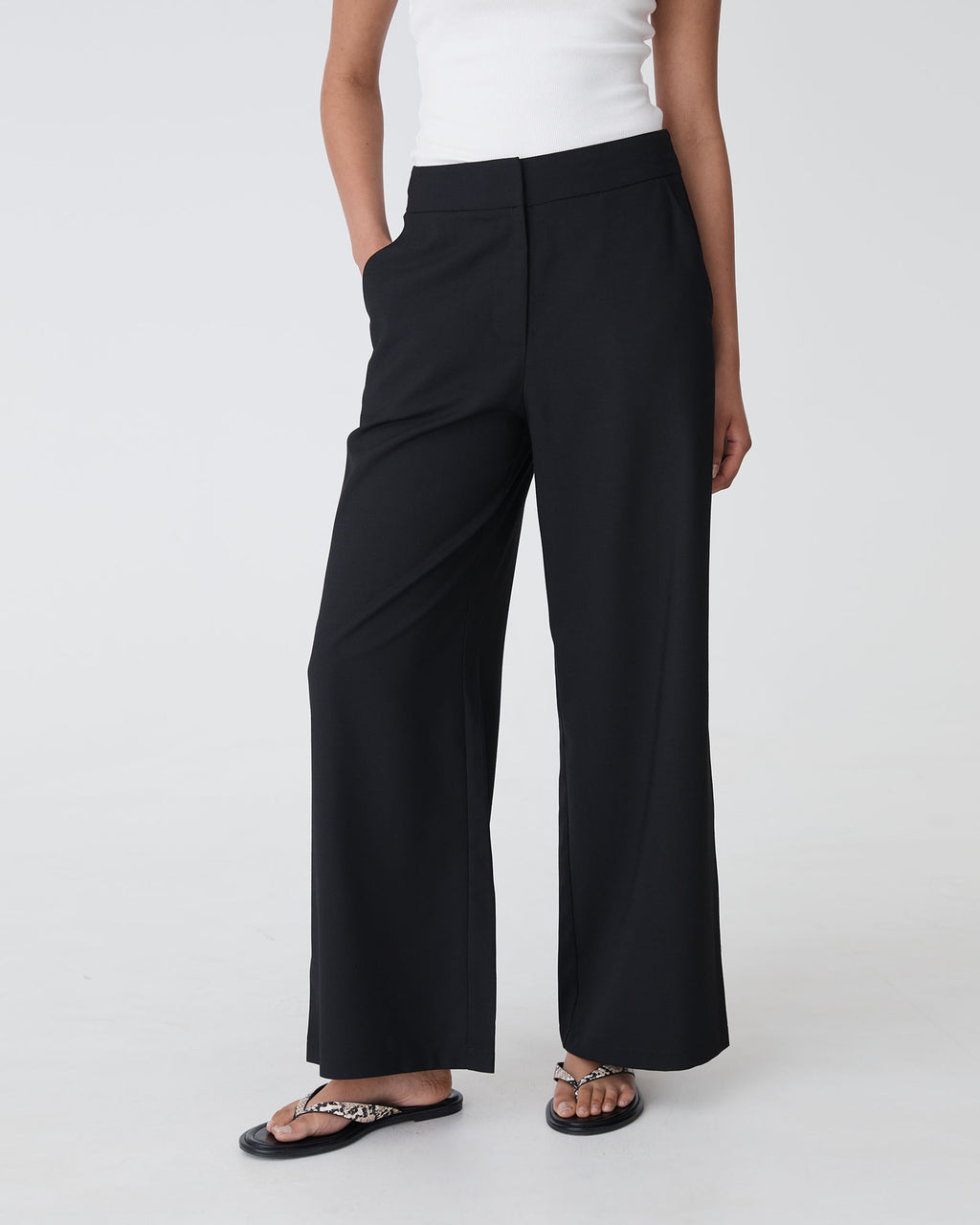 Rylan Wide Leg Pants in black — close-up view