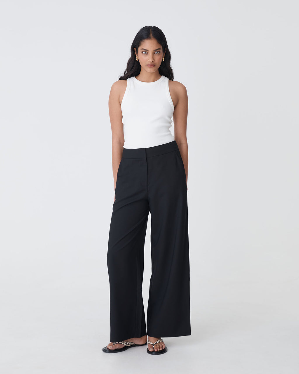 Rylan Wide Leg Pants in black — full-length view