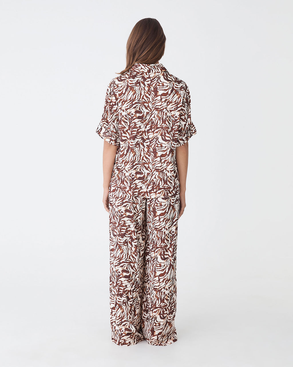 Zuhara Drawstring Pull On Pants in brown zebra — back view