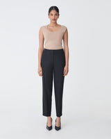 Mila Tapered Leg Pant in black — full-length view