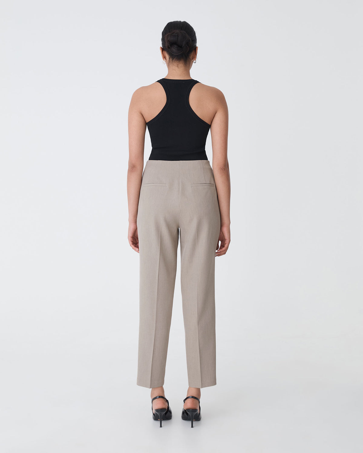 Mila Tapered Leg Pant in fawn — back view