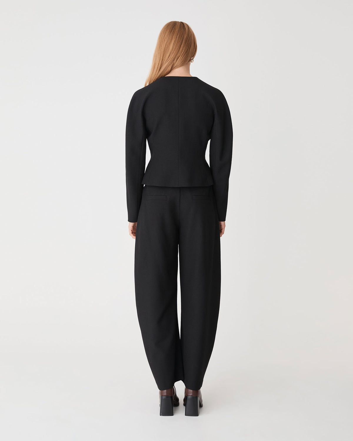 Pippa Barrel Leg Pant in black — back view