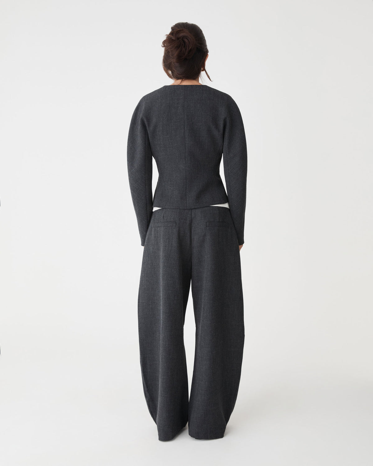 Pippa Barrel Leg Pant in charcoal — back view
