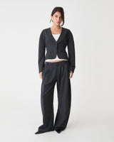 Pippa Barrel Leg Pant in charcoal — full-length view