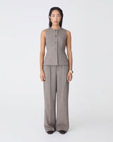 Nevada Herringbone Pants in vintage brown — full-length view