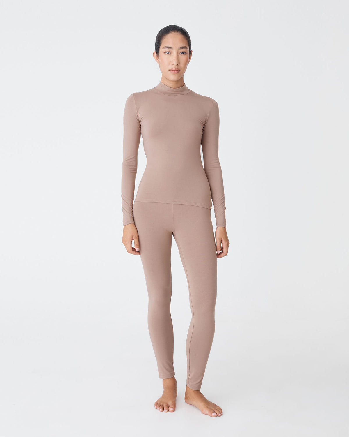 Nina Bamboo Leggings in mocha — full-length view