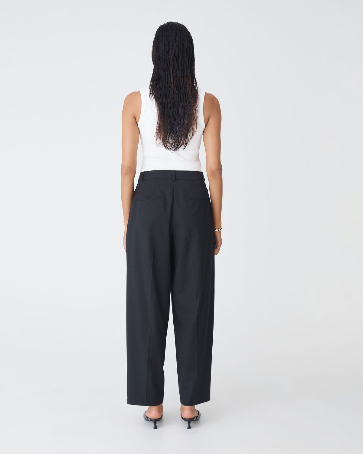 Matilda Relaxed Barrel Pants in black — back view