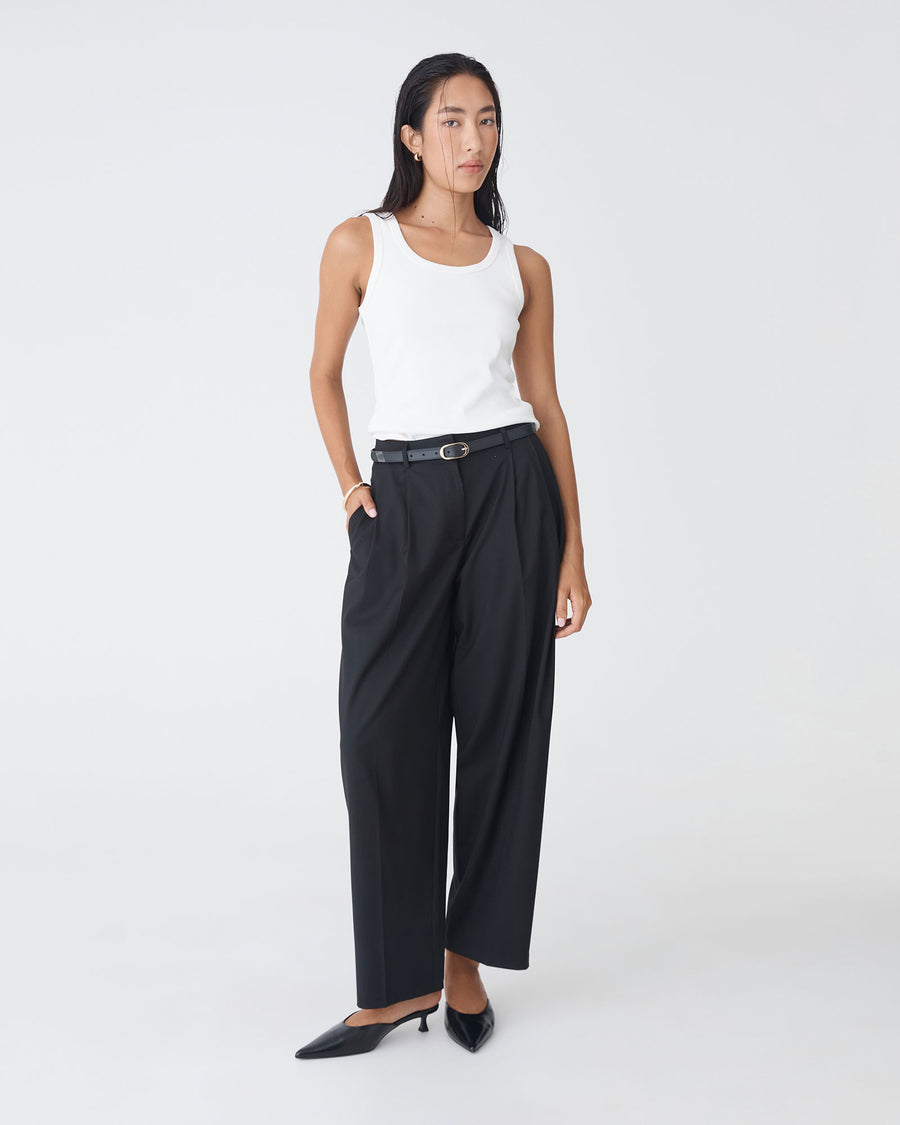 Matilda Relaxed Barrel Pants in black — full-length view