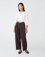 Matilda Relaxed Barrel Pants in chocolate — full-length view