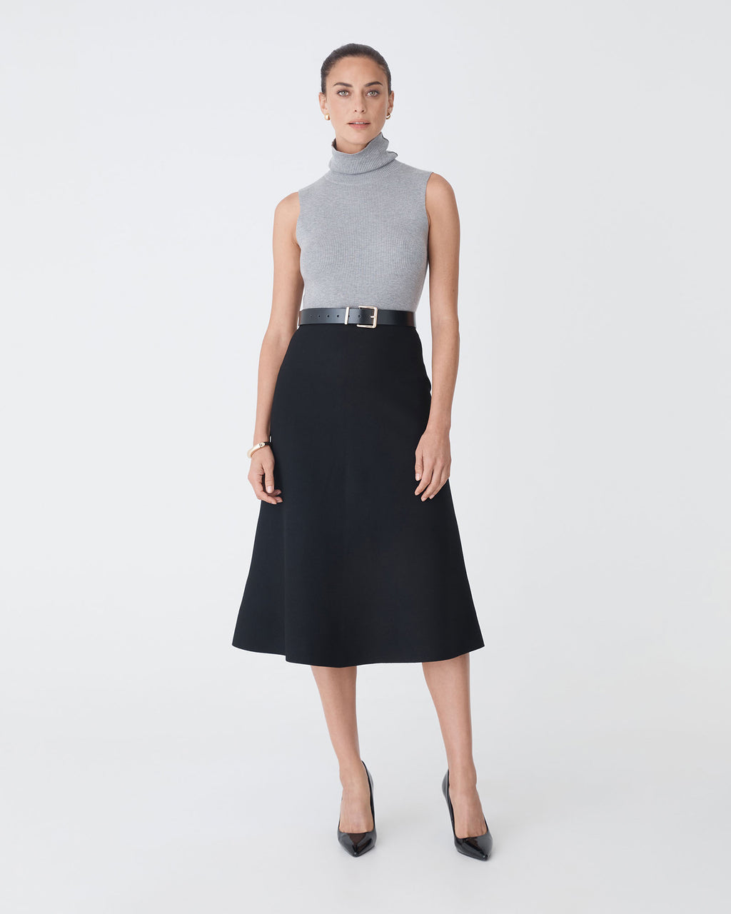 Heloise Milano Knit Skirt in black — full-length view