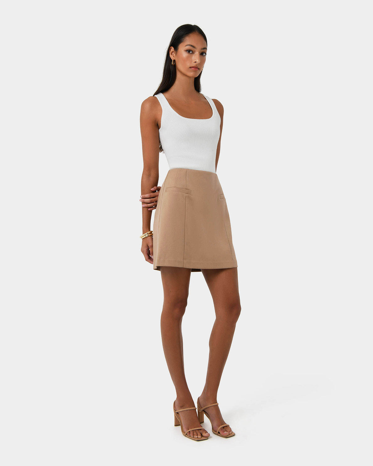Kiya Panel Skirt in latte — side view