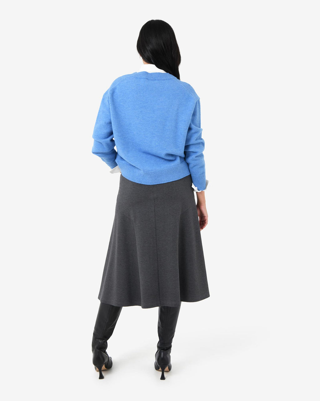 Adele Side Panel Midi Skirt in charcoal — back view
