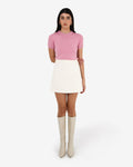 Cynthia Tweed Mini Skirt in ivory — full-length view