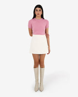 Cynthia Tweed Mini Skirt in ivory — full-length view