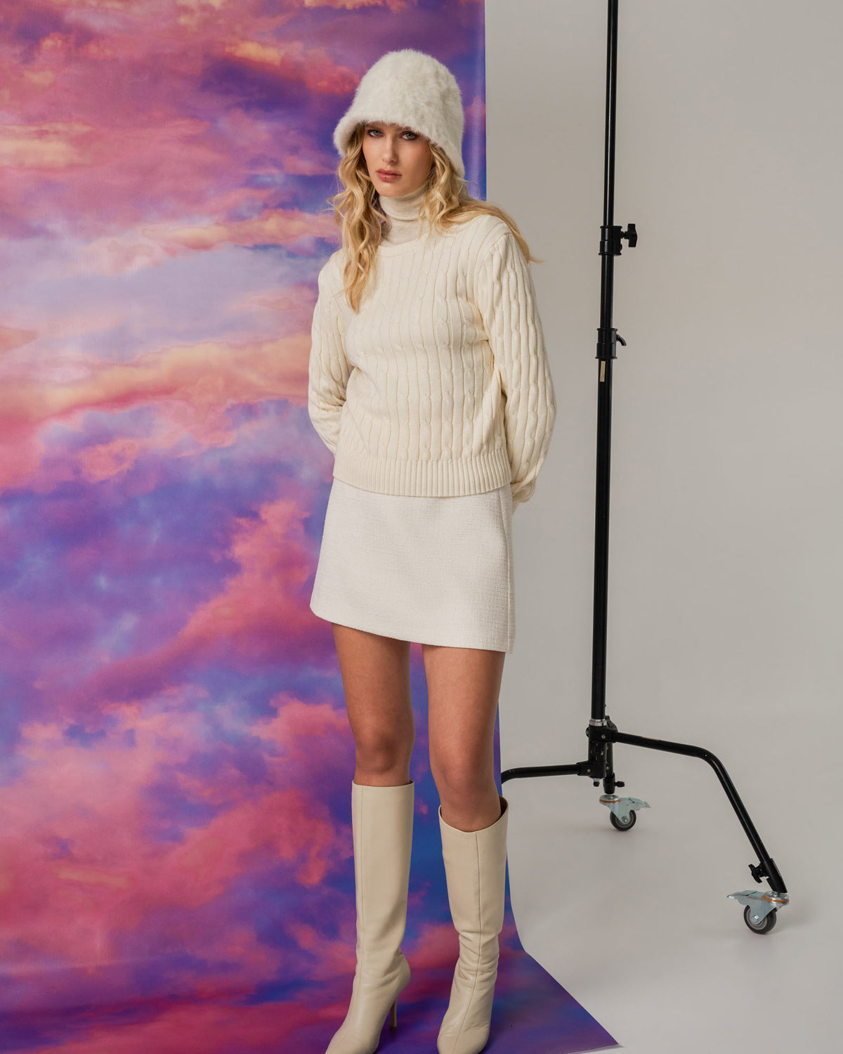 Cynthia Tweed Mini Skirt in ivory — alternate view