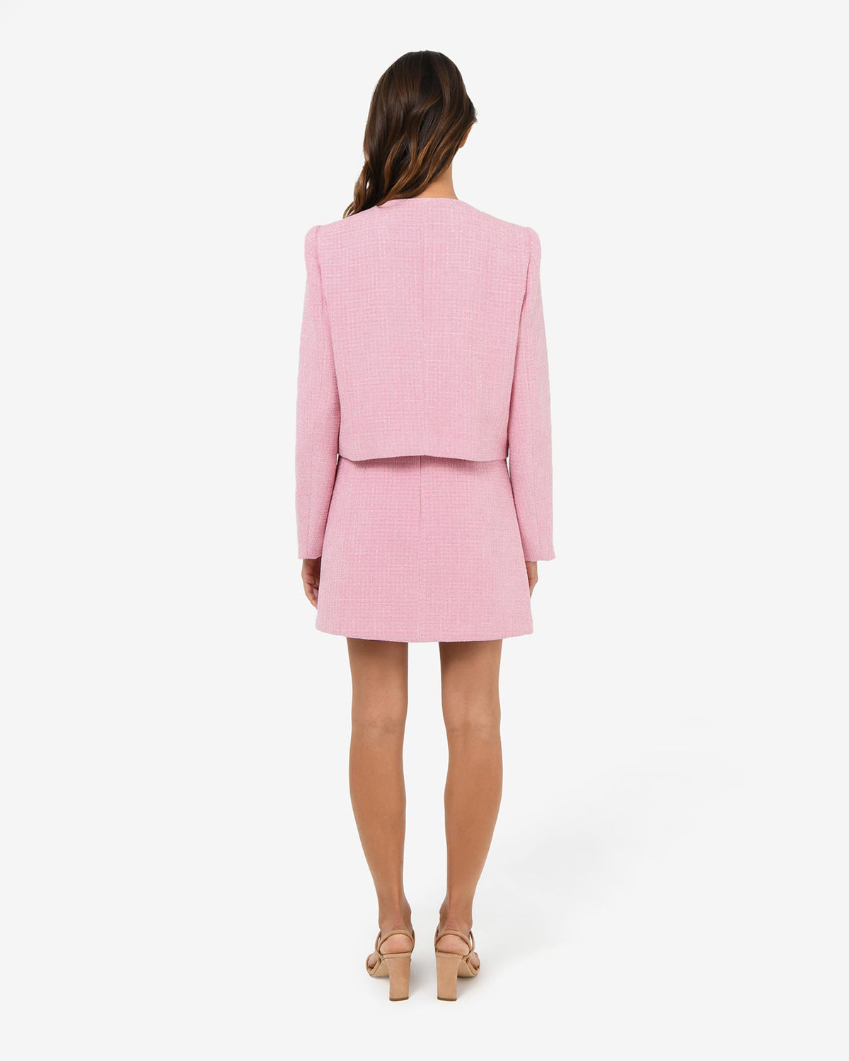 Cynthia Tweed Mini Skirt in pink — back view