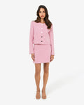 Cynthia Tweed Mini Skirt in pink — full-length view