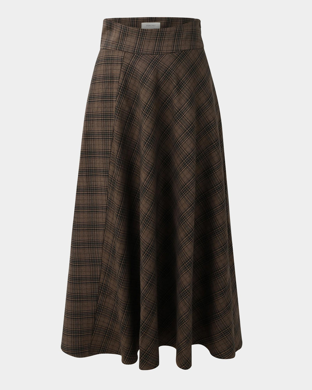 Candice Bias Check Skirt in brown checks — product-only view