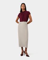 Milla Column Midi Skirt in stone — full-length view