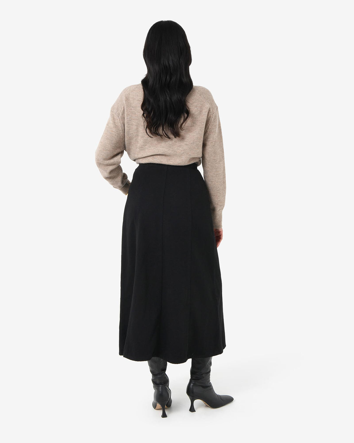 Sam Panel Denim Skirt in black — back view
