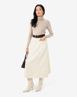 Sam Panel Denim Skirt in ecru — full-length view