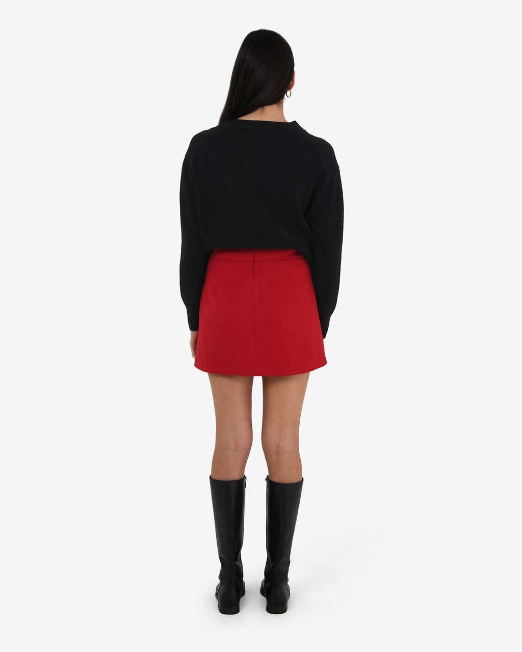 Lara A-Line Mini Skirt in red — back view