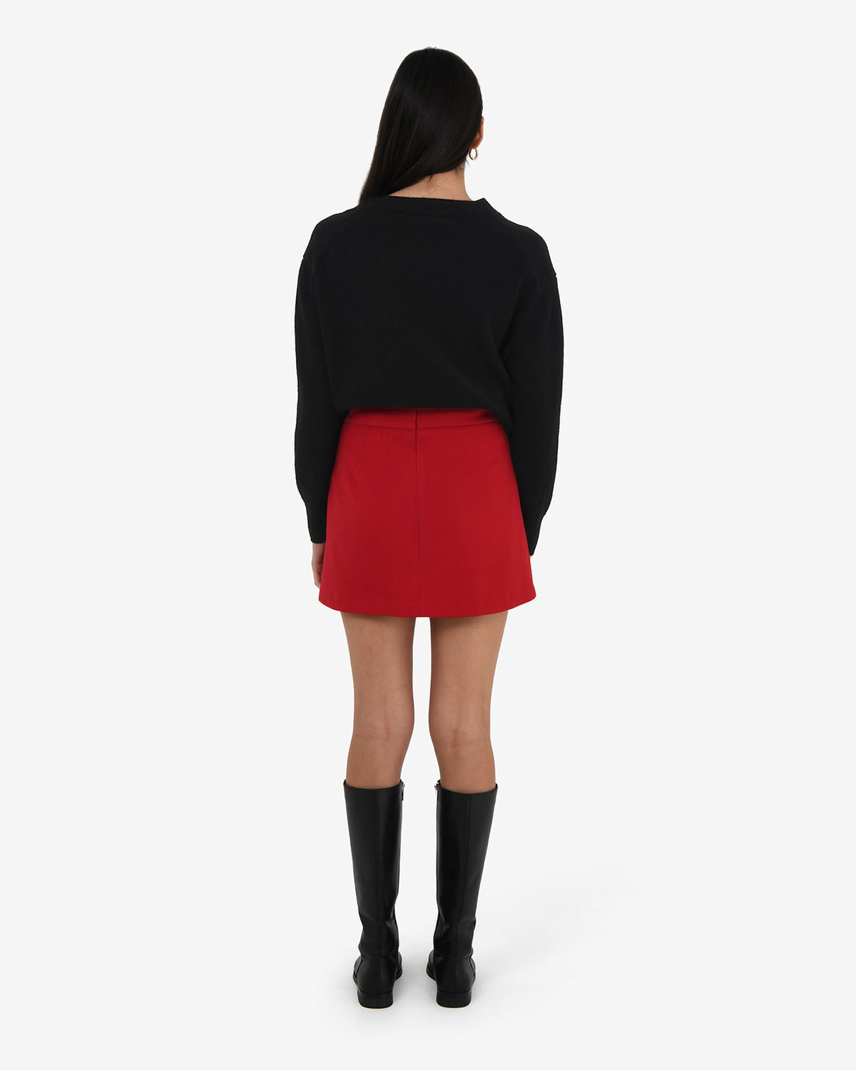 Lara A-Line Mini Skirt in red — back view
