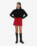 Lara A-Line Mini Skirt in red — full-length view