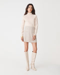Lara A-Line Mini Skirt in stone — full-length view