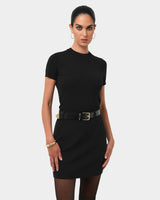 Gordon A-Line Mini Skirt in black — close-up view