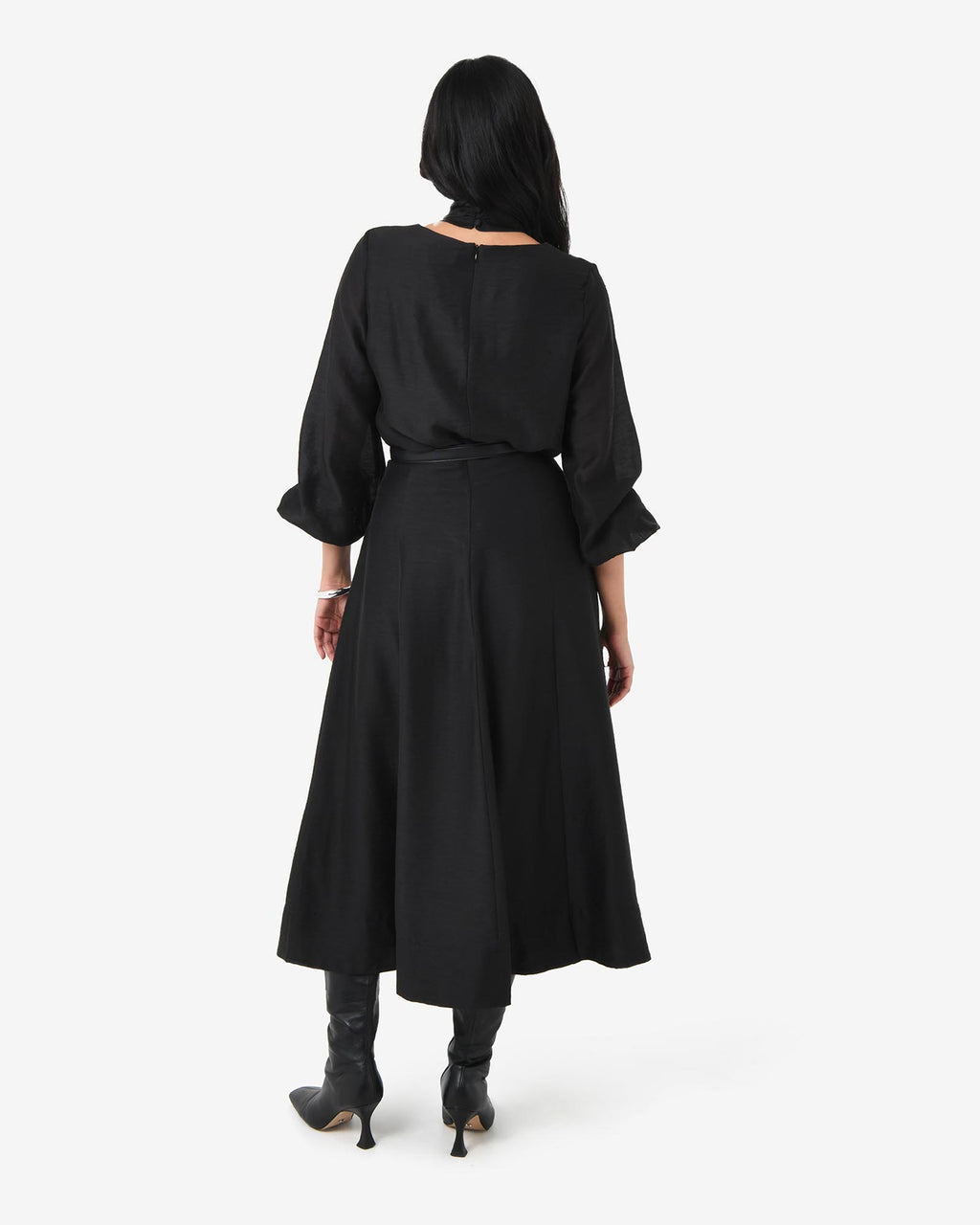 Bellini Panel Maxi Skirt in black — back view