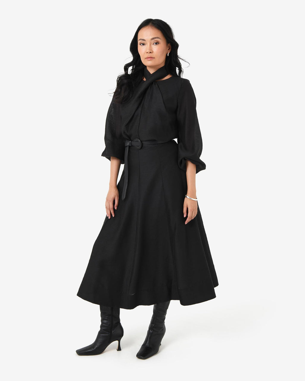 Bellini Panel Maxi Skirt in black — full-length view